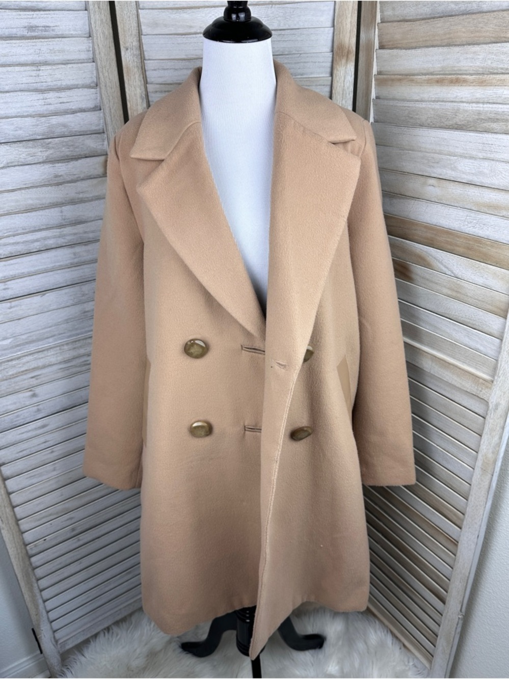 Cabi Womans Coat 4113 Heritage Camel Longline Double Breasted Trench Jacket M